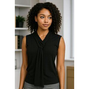 J.M. Fleurette Sm Blouse Sleeveless Tank Top Slip Knot Tie Vintage Shirt USA